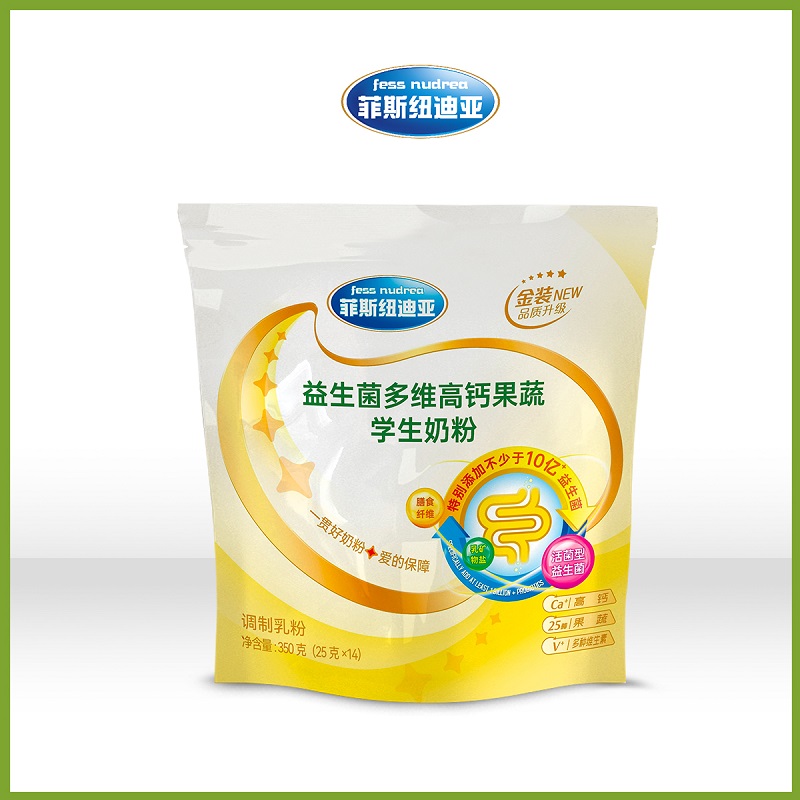 菲斯纽迪亚益生菌多维高钙果蔬学生奶粉350g袋装
